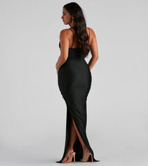 Mila High Slit Ruched Dress