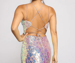 Ariel Formal Iridescent Sequin Dress