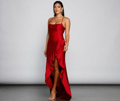 Paige Ruffled Wrap-Front Formal Dress