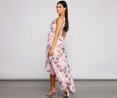 Wrapped In Romance Floral Chiffon Maxi Dress
