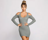 What's The Scoop Cutout Ribbed Knit Mini Dress