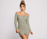 Totally Chic Ruched Knit Mini Dress