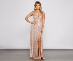 Kaylani Formal Sequin Scroll Dress
