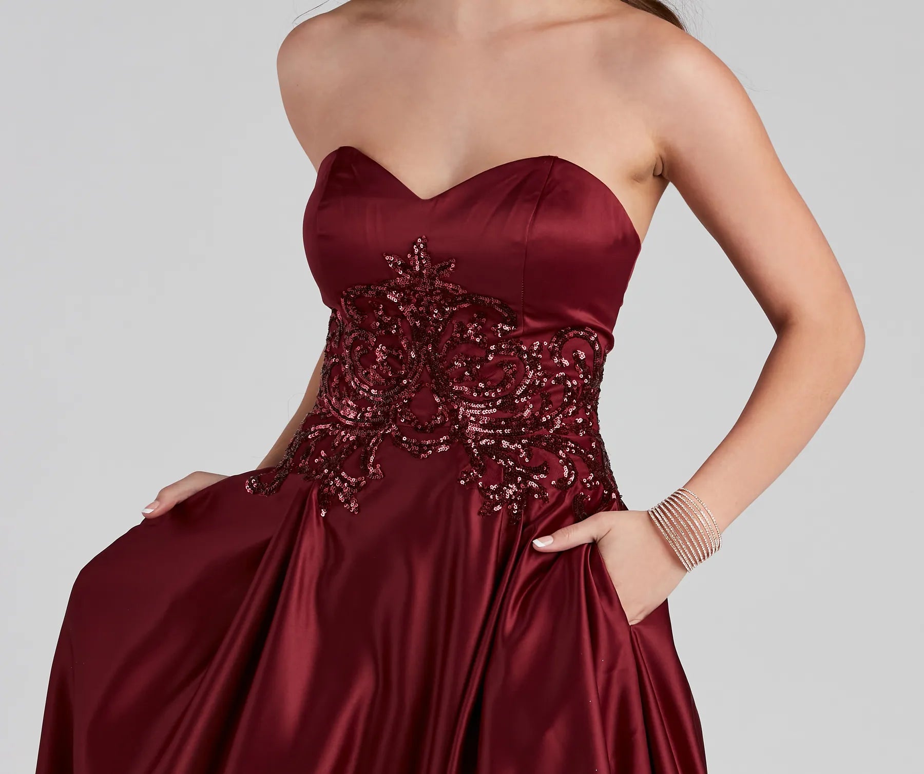 Ellie Lace-Up Sequin Ball Gown