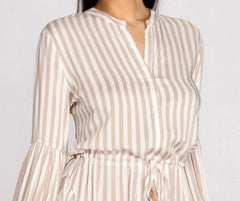 Stylish In Stripes Tassel Waist Tie Mini Dress