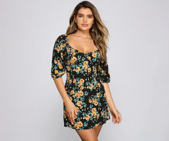 Floral Frenzy Off The Shoulder Skater Dress